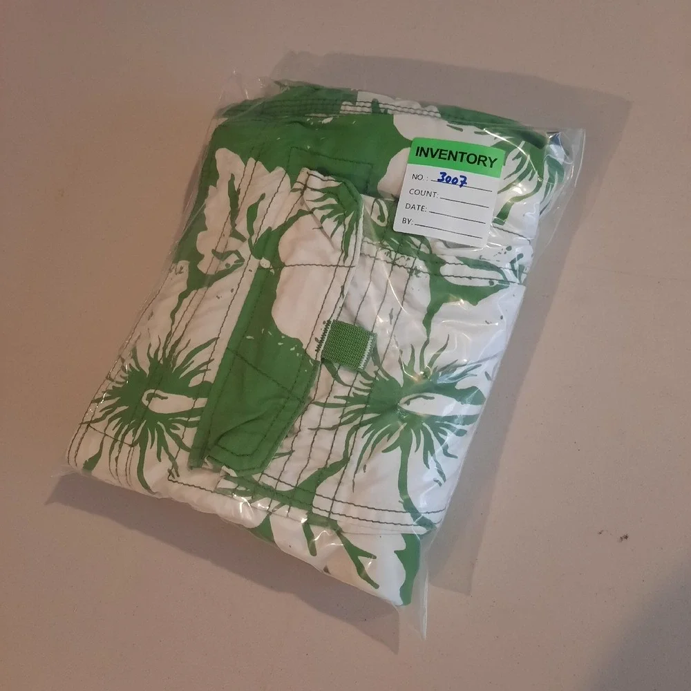 Vtg Abercrombie & Fitch Swim Trunks Mens 36? Green Hawaiian‎ Y2K Cargo Lined